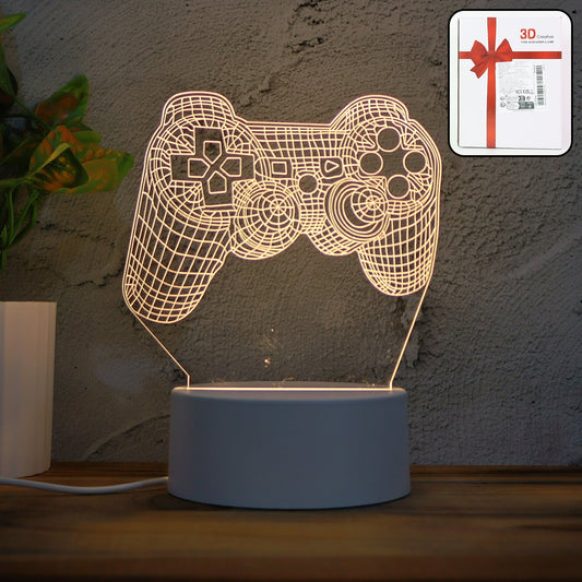 3D Acrylic LED Night Lamp – Game Controller Shape Decorative Light for Gamers (1 Pc)