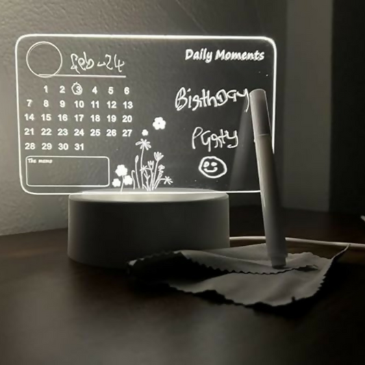 3D LED Acrylic Writing Board with Calendar Design