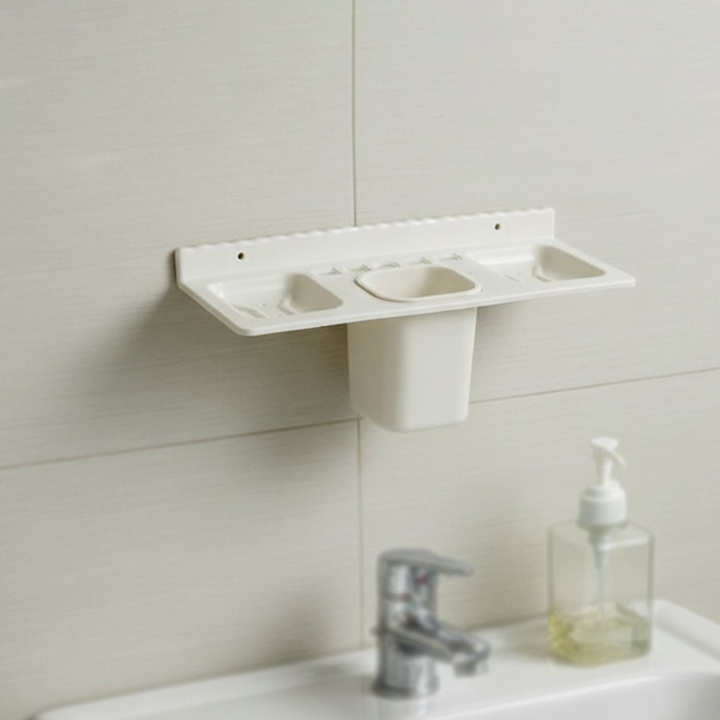 4 in 1 Wall-Mounted Bathroom Organizer - (1 Pc)
